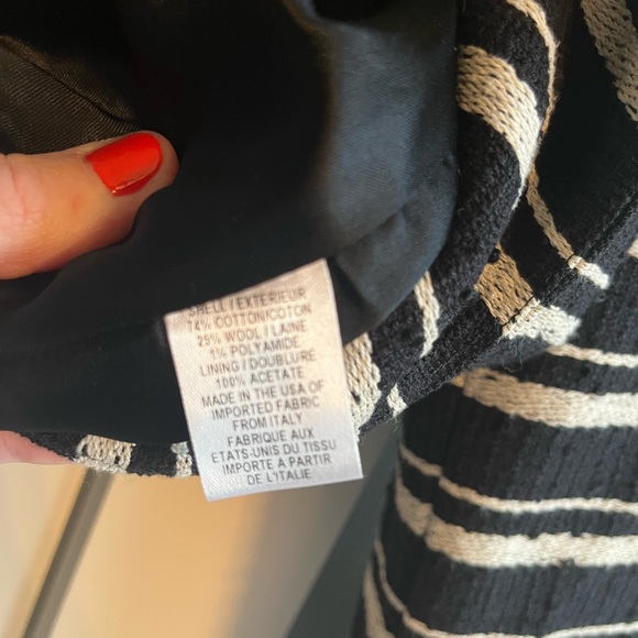 Milly black white cropped jacket blazer size 0 cotton wool blend - Picture 3 of 7